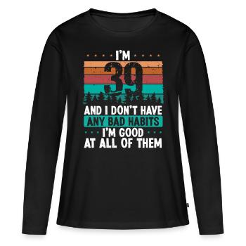 Anniversaire de 39 ans Drôle d’humour 39 anniversaire - T-shirt manches longues Premium bio Femme - noir - Devant - Julia (174cm)
