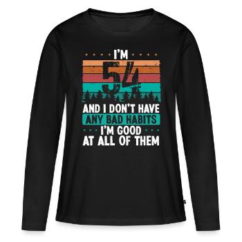 Anniversaire de 54 ans Drôle d’humour 54 anniversaire - T-shirt manches longues Premium bio Femme - noir - Devant - Julia (174cm)