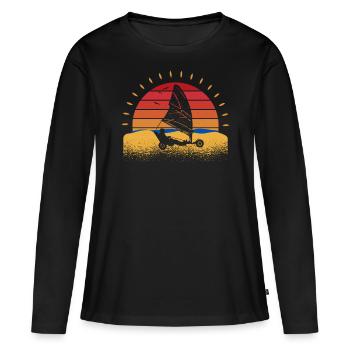 Plage Voile Windracer Land Sailers Land Sailors - T-shirt manches longues Premium bio Femme - noir - Devant - Julia (174cm)