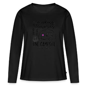 Camping Erinnerungen - Frauen Premium Bio Langarmshirt - Schwarz - Vorne - Julia (174cm)