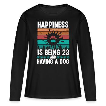 23 ans Bonheur Chien Papa 23 Anniversaire Chien Maman - T-shirt manches longues Premium bio Femme - noir - Devant - Julia (174cm)