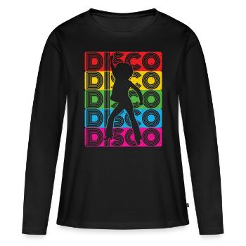 Disco 70er 80er Jahre Disko Party Outfit Discothek - Frauen Premium Bio Langarmshirt - Schwarz - Vorne - Julia (174cm)