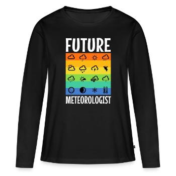 Futur météorologue - T-shirt manches longues Premium bio Femme - noir - Devant - Julia (174cm)