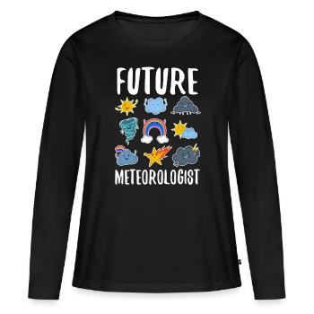 Futur météorologue - T-shirt manches longues Premium bio Femme - noir - Devant - Julia (174cm)