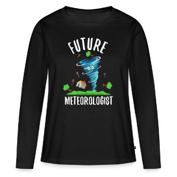 Futur météorologue - T-shirt manches longues Premium bio Femme - noir - Devant - Julia (174cm)