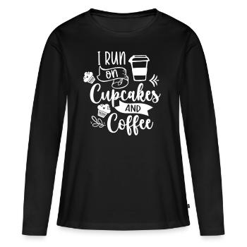 Je cours sur les cupcakes et les cupcakes au café - T-shirt manches longues Premium bio Femme - noir - Devant - Julia (174cm)
