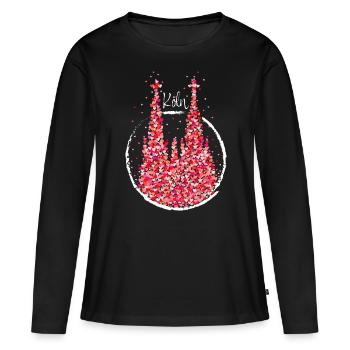 Kölner Dom Karneval Fasching konfetti Kölnerin - Frauen Premium Bio Langarmshirt - Schwarz - Vorne - Julia (174cm)