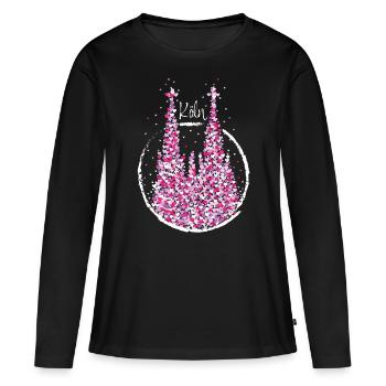 Kölner Dom Karneval Konfetti Kölsch Kölle Colonia - Frauen Premium Bio Langarmshirt - Schwarz - Vorne - Julia (174cm)