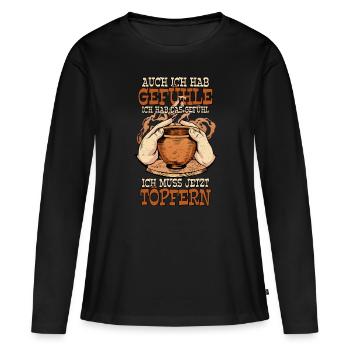 Töpfern - Frauen Premium Bio Langarmshirt - Schwarz - Vorne - Julia (174cm)