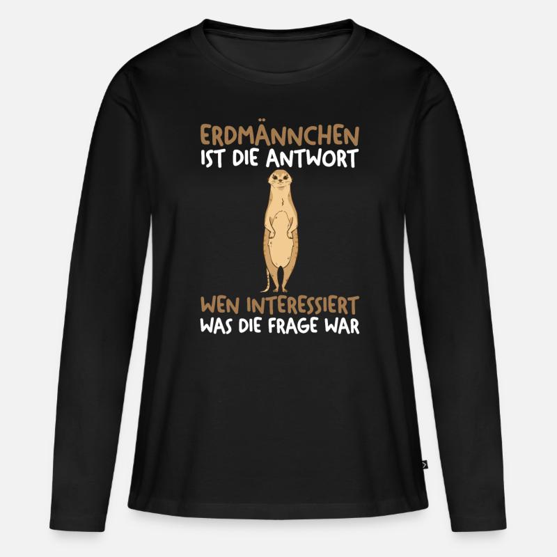 Erdmännchen - Frauen Premium Bio Langarmshirt - Schwarz