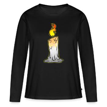 Bougie allumée Halloween - T-shirt manches longues Premium bio Femme - noir - Devant - Julia (174cm)