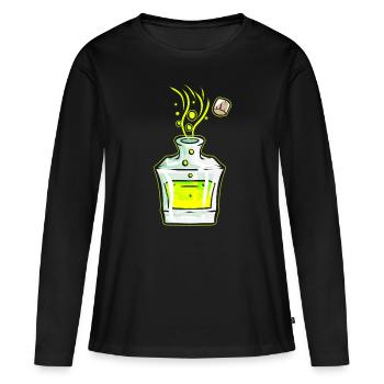 Flacon avec potion magique verte Halloween - T-shirt manches longues Premium bio Femme - noir - Devant - Julia (174cm)