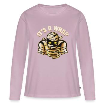 Maman effrayante C’est un Wrap Halloween - T-shirt manches longues Premium bio Femme - rose poudré - Devant - Julia (174cm)
