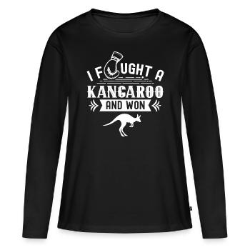 Je me suis battu avec un kangourou kangourou - T-shirt manches longues Premium bio Femme - noir - Devant - Julia (174cm)