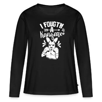 Je me suis battu avec un kangourou kangourou - T-shirt manches longues Premium bio Femme - noir - Devant - Julia (174cm)