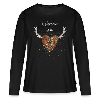 Lehrerin mit Herz Weihnachtsgeschenk Nikolaus - Frauen Premium Bio Langarmshirt - Schwarz - Vorne - Julia (174cm)