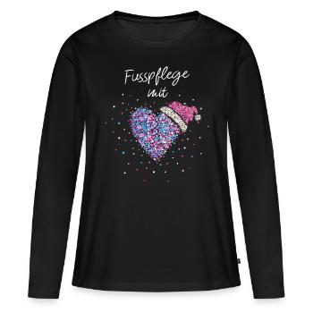 Fußpflege mit Herz Podologin Weihnachtsfeier - Frauen Premium Bio Langarmshirt - Schwarz - Vorne - Julia (174cm)