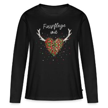 Fußpflege mit Herz Podologin Weihnachtszeit - Frauen Premium Bio Langarmshirt - Schwarz - Vorne - Julia (174cm)