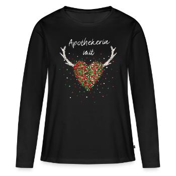 Apothekerin mit Herz Pharmazie Nikolausmütze X-Mas - Frauen Premium Bio Langarmshirt - Schwarz - Vorne - Julia (174cm)