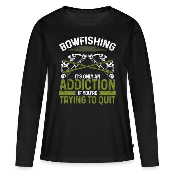 Bowfishing Addiction Airboat Bow Hunter Bowfisher - Frauen Premium Bio Langarmshirt - Schwarz - Vorne - Julia (174cm)