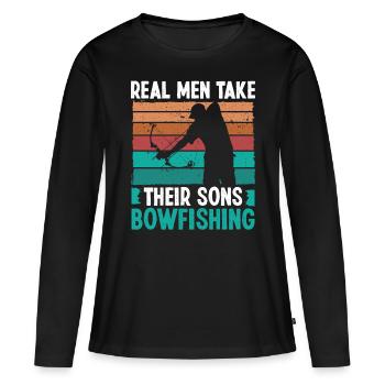Bowfisher Real Men take their Sons Bowfishing - Women's Premium Organic Long Sleeve Shirt - black - Front - Julia (174cm)