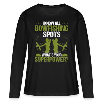 Bowfisher Fisherman Airboat Bowfishing Spot - Frauen Premium Bio Langarmshirt - Schwarz - Vorne - Julia (174cm)