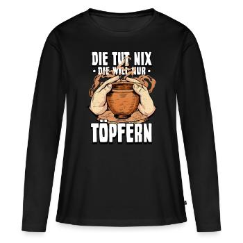 Töpfern - Frauen Premium Bio Langarmshirt - Schwarz - Vorne - Julia (174cm)