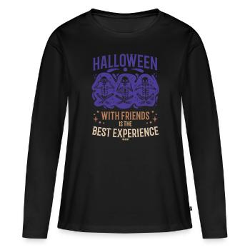 Halloween mit Freunden ist die beste Erfahrung - Frauen Premium Bio Langarmshirt - Schwarz - Vorne - Julia (174cm)