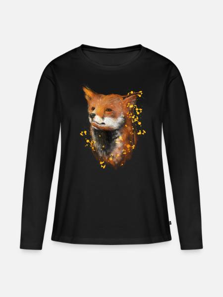 Fuchs Bunte Tierwelt Waldtiere Tiermotiv Tierisch - Frauen Premium Bio Langarmshirt - Schwarz
