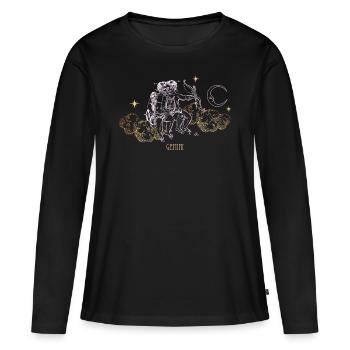 Gemini Constellation Celestial Map - Women's Premium Organic Long Sleeve Shirt - black - Front - Julia (174cm)