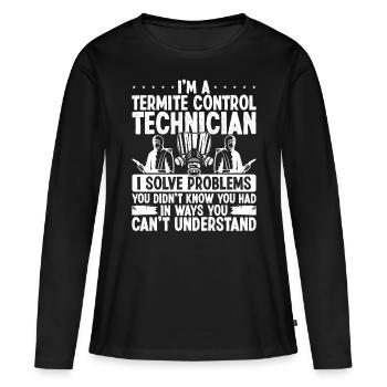Termite Control Technician Solve Pest Controller - Frauen Premium Bio Langarmshirt - Schwarz - Vorne - Julia (174cm)