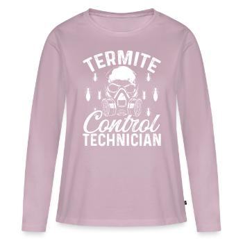 Technicien en lutte contre les termites Agent animal nuisible - T-shirt manches longues Premium bio Femme - rose poudré - Devant - Julia (174cm)