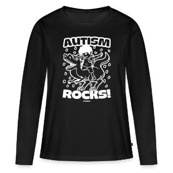 Syndrome d’Asperger Autisme T-Rex Dino - T-shirt manches longues Premium bio Femme - noir - Devant - Julia (174cm)