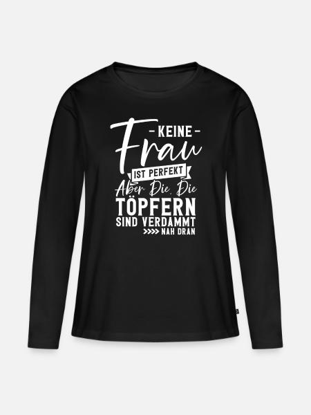 Töpfern - Frauen Premium Bio Langarmshirt - Schwarz
