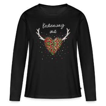Bedienung Mit Herz Kellnerin Weihnachtsfeier X-Mas - Frauen Premium Bio Langarmshirt - Schwarz - Vorne - Julia (174cm)
