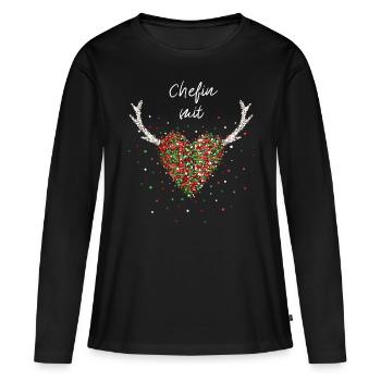 Chefin mit Herz Managerin Weihnachtsfeier Wichteln - Frauen Premium Bio Langarmshirt - Schwarz - Vorne - Julia (174cm)