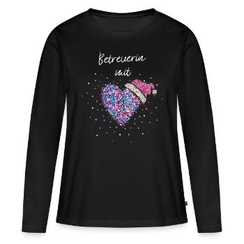 Betreuerin mit Herz Weihnachtgeschenk Adventszeit - Frauen Premium Bio Langarmshirt - Schwarz - Vorne - Julia (174cm)