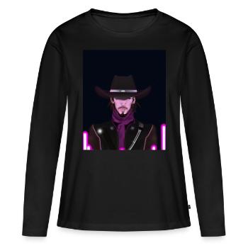 Goth Synthwave Outrun Goth Cowboy - T-shirt manches longues Premium bio Femme - noir - Devant - Julia (174cm)
