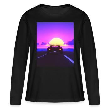 Vaporwave Aesthetic Sportwagen Strand - Frauen Premium Bio Langarmshirt - Schwarz - Vorne - Julia (174cm)