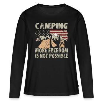 Camping More Freedom Not Possible Outdoor Camper - Frauen Premium Bio Langarmshirt - Schwarz - Vorne - Julia (174cm)