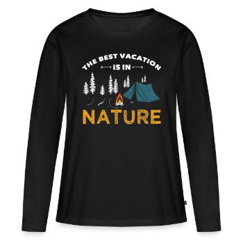 Camping Les meilleures vacances sont dans la nature camper - T-shirt manches longues Premium bio Femme - noir - Devant - Julia (174cm)