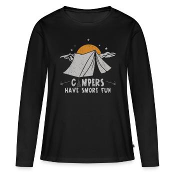 Les campeurs ont plus de plaisir camp en plein air Camping - T-shirt manches longues Premium bio Femme - noir - Devant - Julia (174cm)