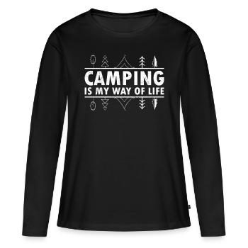 Camping Is My Way Of Life Outdoor Camper - Frauen Premium Bio Langarmshirt - Schwarz - Vorne - Julia (174cm)