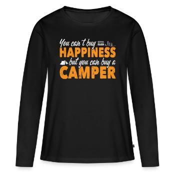 Le camping ne peut pas acheter le bonheur mais peut acheter un camping-car - T-shirt manches longues Premium bio Femme - noir - Devant - Julia (174cm)