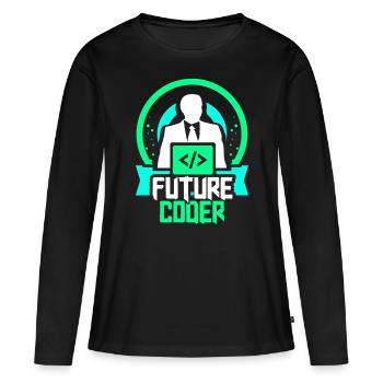 Zukünftiger Coder Coding Programmierer Code - Frauen Premium Bio Langarmshirt - Schwarz - Vorne - Julia (174cm)