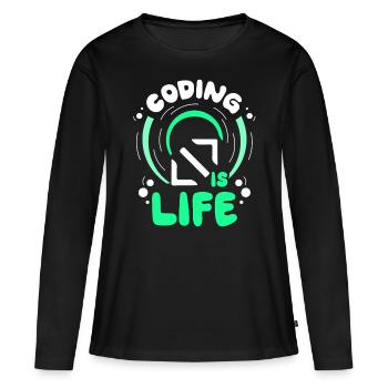 Coding Is Life Code Coder Programmer - Women's Premium Organic Long Sleeve Shirt - black - Front - Julia (174cm)