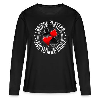 Jeu de cartes Bridge Player - T-shirt manches longues Premium bio Femme - noir - Devant - Julia (174cm)