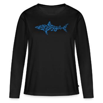 Great White Shark - Sharks Silhouette Shark Fish W - Frauen Premium Bio Langarmshirt - Schwarz - Vorne - Julia (174cm)