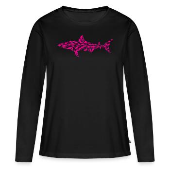 Great White Shark I Sharks Silhouette Shark Fish W - Frauen Premium Bio Langarmshirt - Schwarz - Vorne - Julia (174cm)