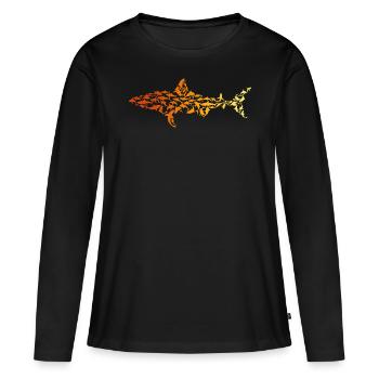 Shark Fish Sharks Silhouette White Shark - Great W - Frauen Premium Bio Langarmshirt - Schwarz - Vorne - Julia (174cm)